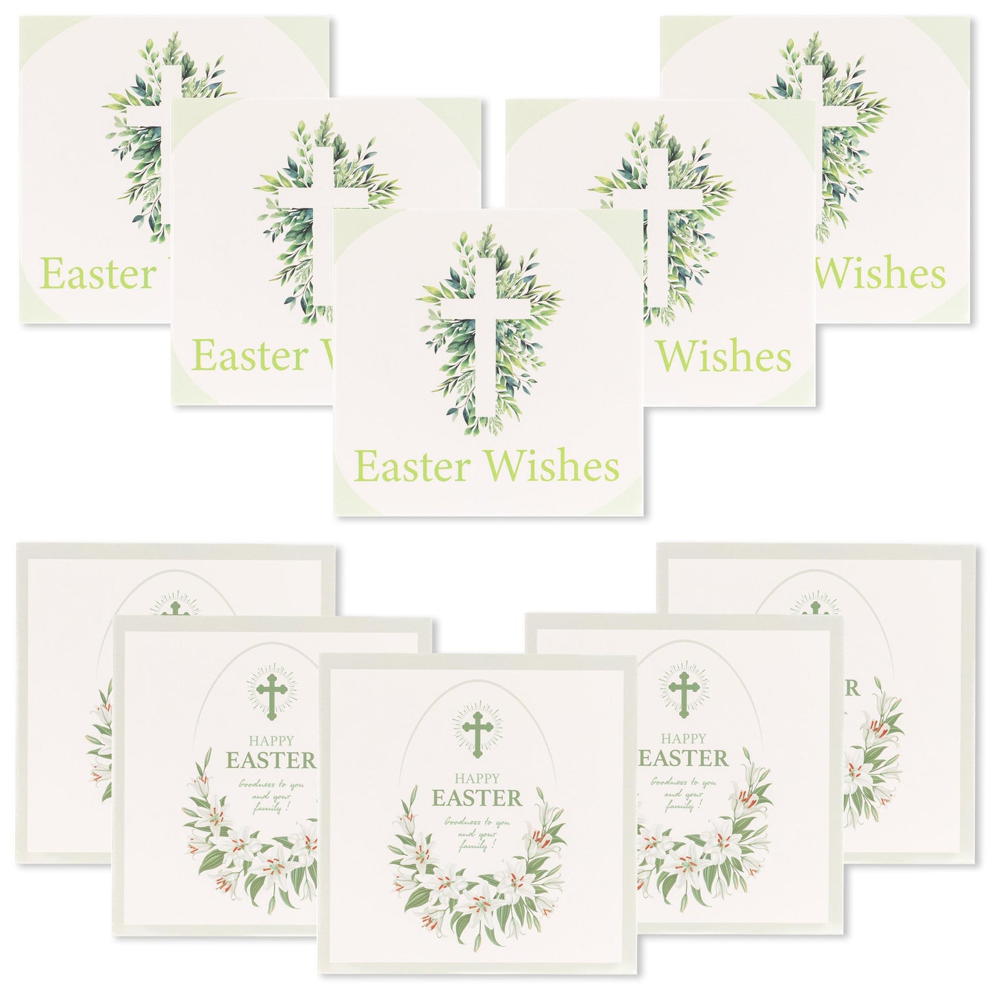 10 Easter Cards Open Easter Card Religious Bunny Daffodils Flowers Greetings Etsy