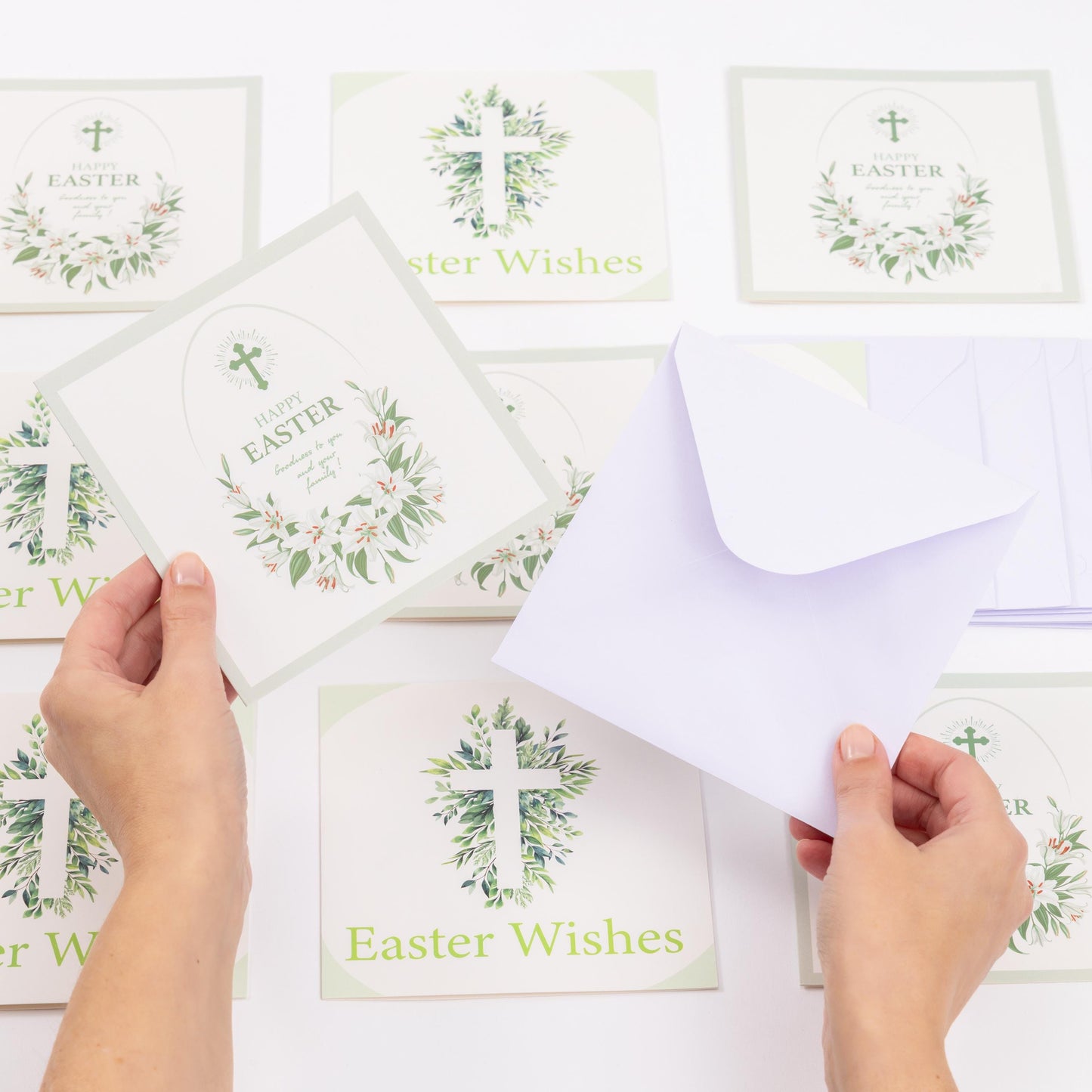 10 Easter Cards Open Easter Card Religious Bunny Daffodils Flowers Greetings Etsy