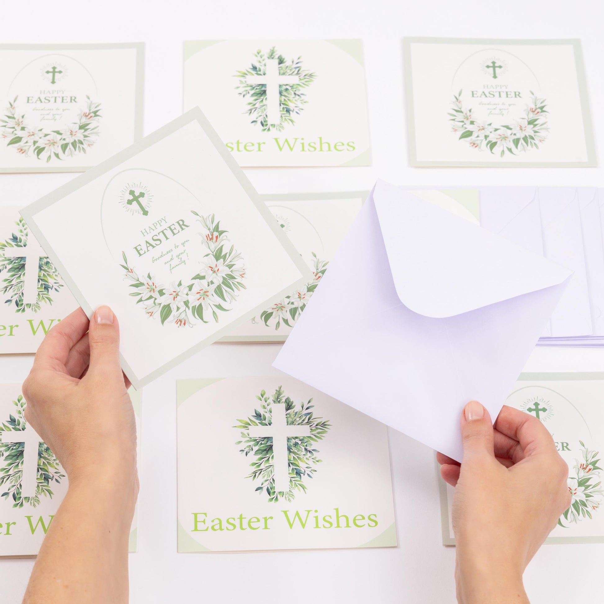 10 Easter Cards Open Easter Card Religious Bunny Daffodils Flowers Greetings Etsy