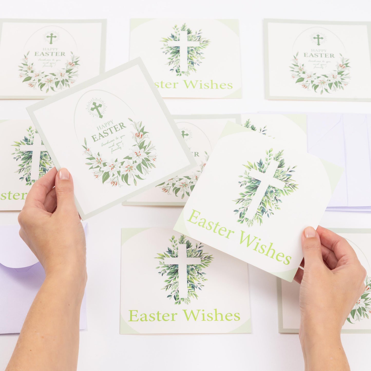 10 Easter Cards Open Easter Card Religious Bunny Daffodils Flowers Greetings Etsy