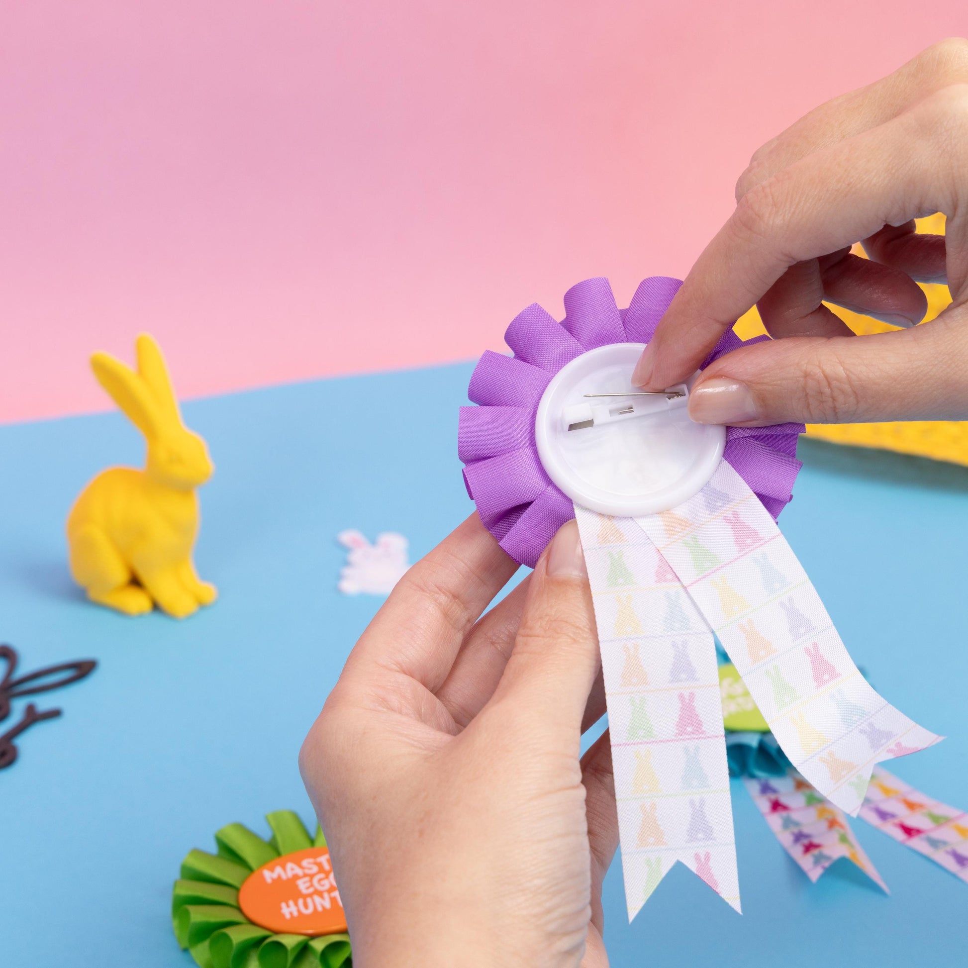 3 Easter Rosettes Well Done Easter Printed Egg Hunt Prize Badge Rosette Etsy