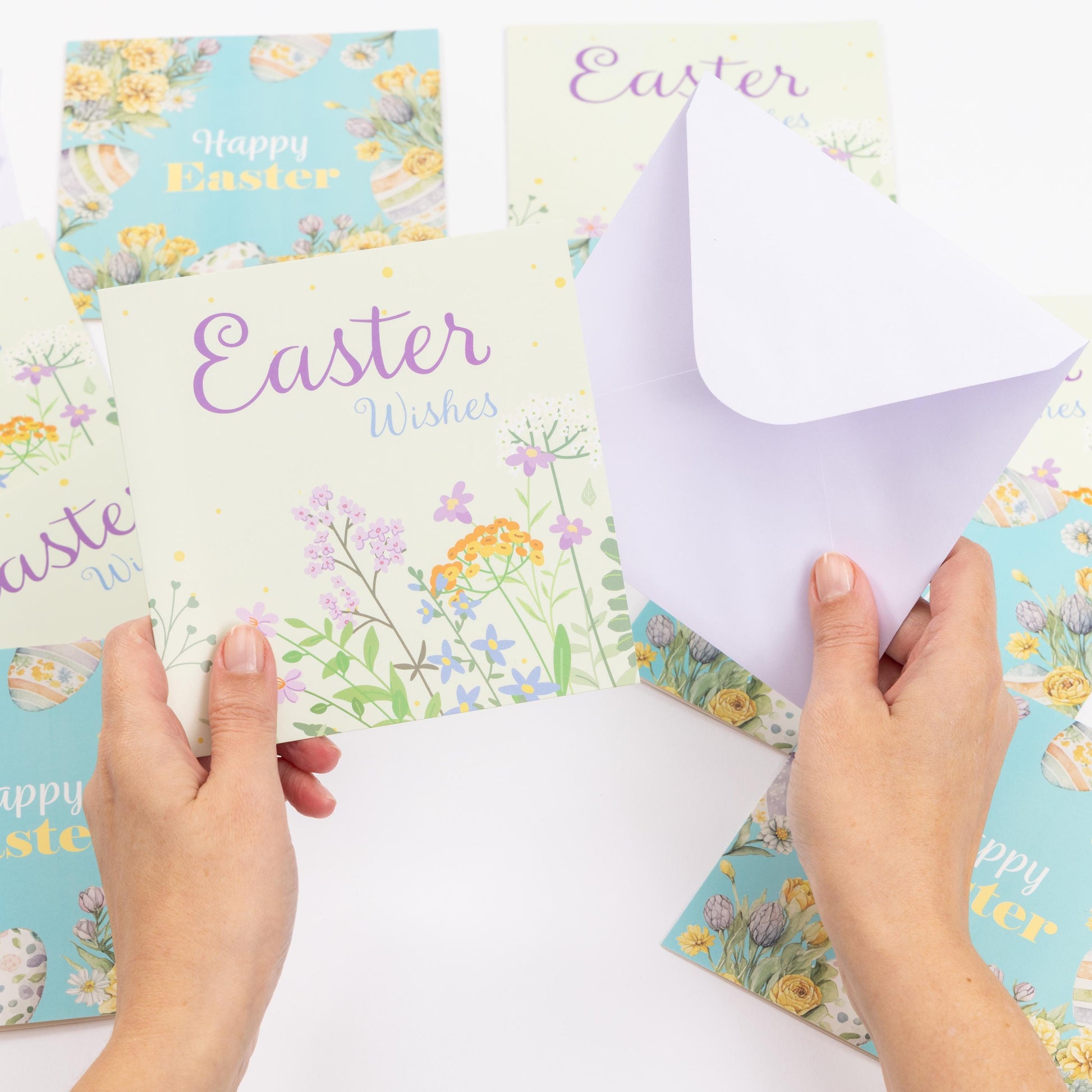 10 Easter Cards Open Easter Card Religious Bunny Daffodils Flowers Greetings Etsy