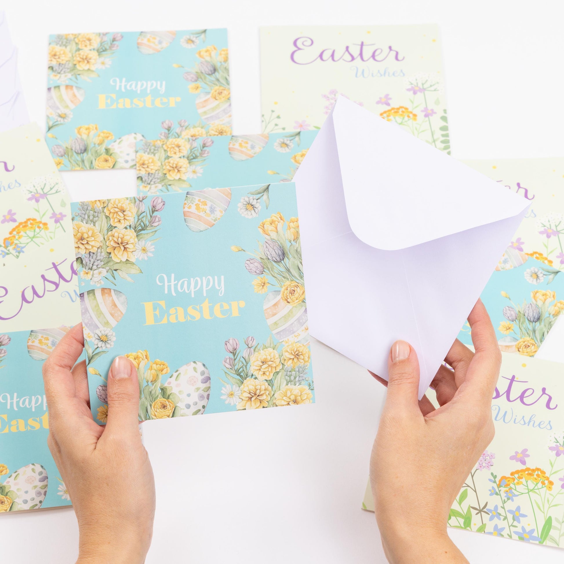 10 Easter Cards Open Easter Card Religious Bunny Daffodils Flowers Greetings Etsy