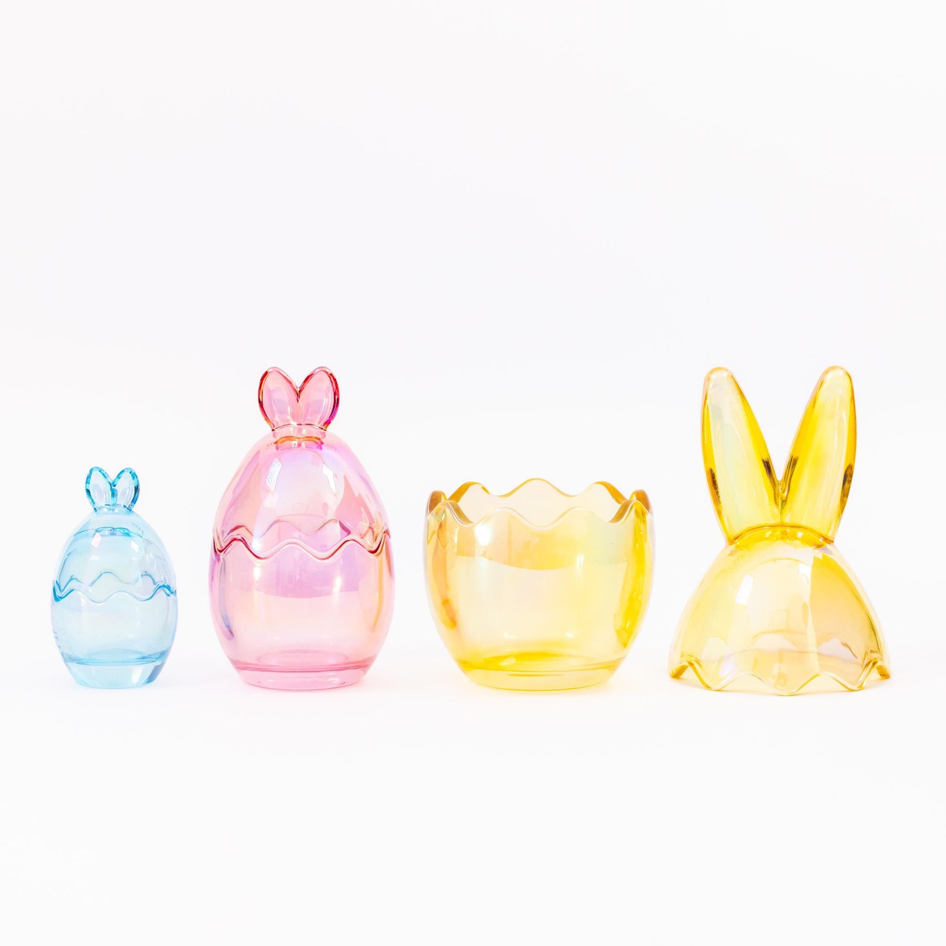 3 Easter Bunny Sweets Jars Set Colourful Glass Candy Holders Rabbit Ears Etsy