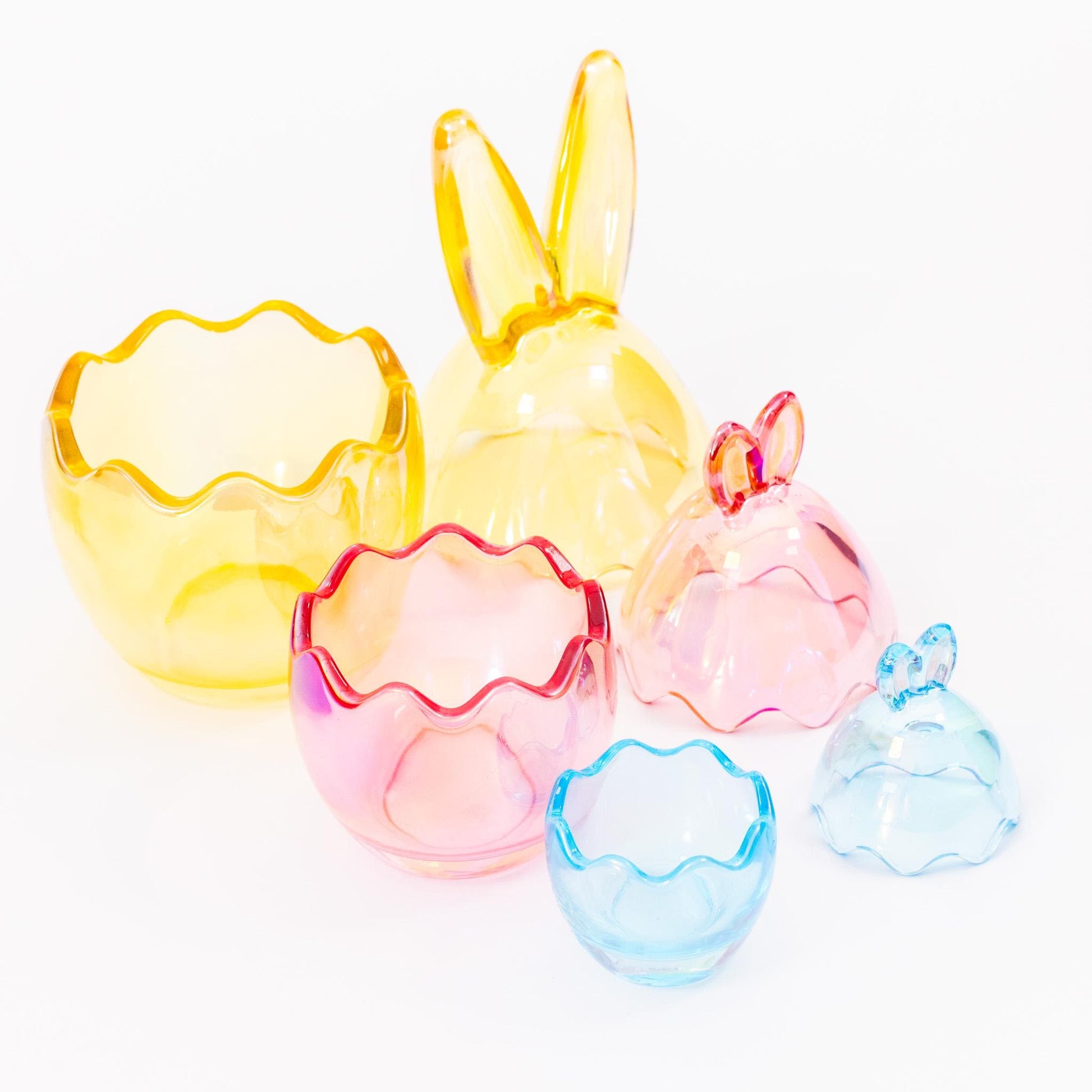 3 Easter Bunny Sweets Jars Set Colourful Glass Candy Holders Rabbit Ears Etsy