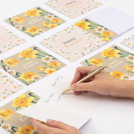 10 Easter Cards Open Easter Card Religious Bunny Daffodils Flowers Greetings Etsy