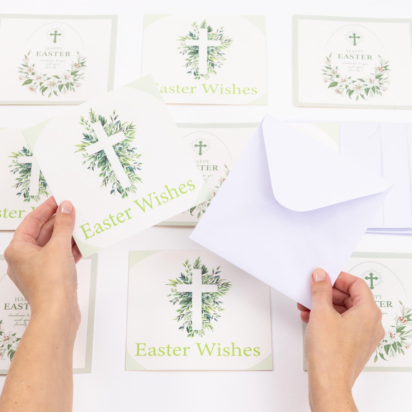 10 Easter Cards Open Easter Card Religious Bunny Daffodils Flowers Greetings Etsy