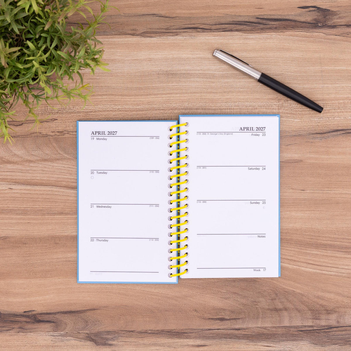 2027 Slim Week To View Diary Full Year Planner Organiser Plastic Spiral Hardback Etsy
