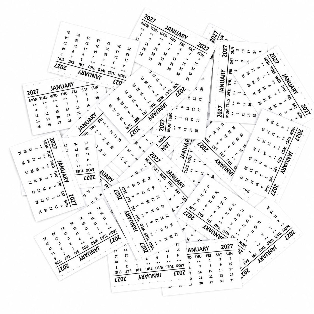 2027 Calendar Tabs Insert White Mini Calendar Tear Off Pads Month To View Etsy
