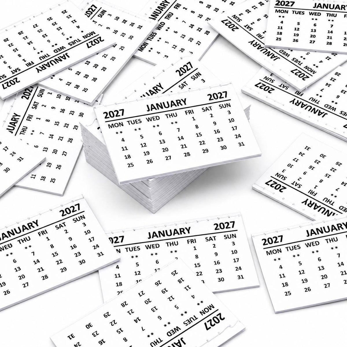 2027 Calendar Tabs Insert White Mini Calendar Tear Off Pads Month To View Etsy