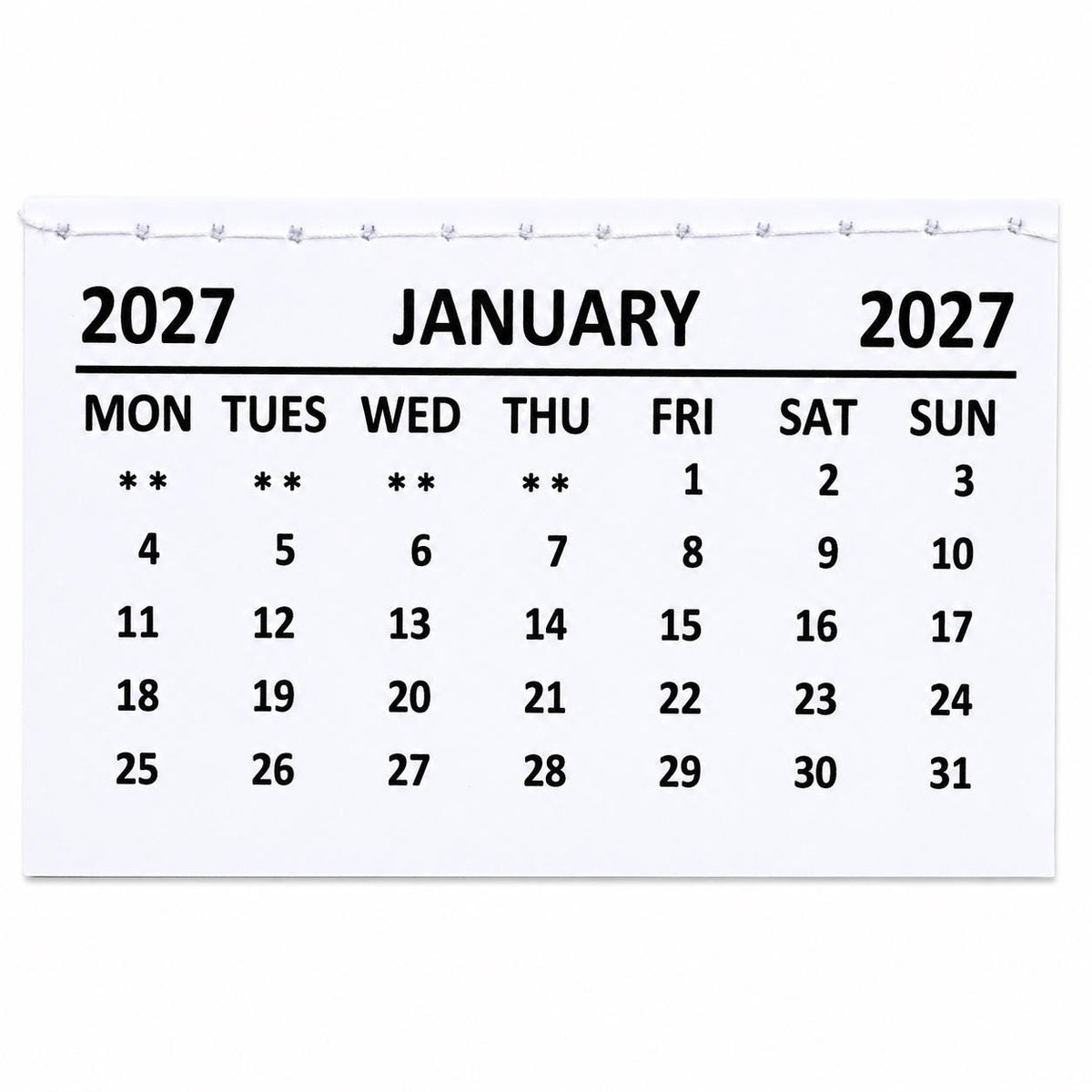 2027 Calendar Tabs Insert White Mini Calendar Tear Off Pads Month To View Etsy