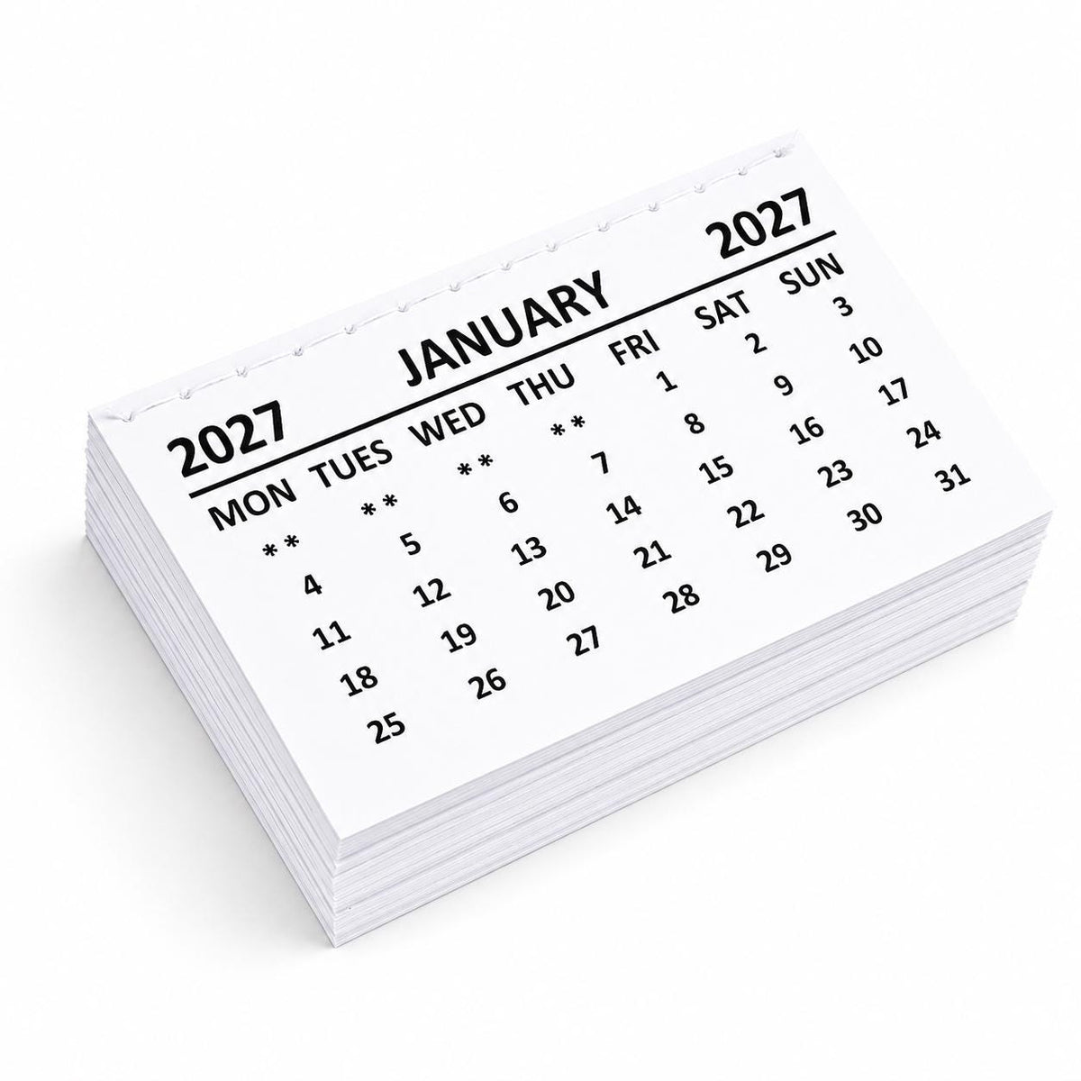 2027 Calendar Tabs Insert White Mini Calendar Tear Off Pads Month To View Etsy