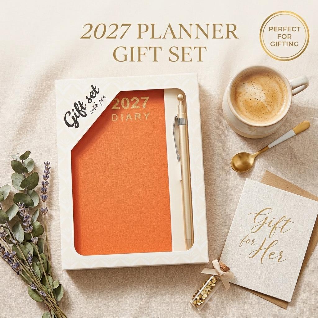2027 Diary & Pen Slim Size Week to View Diaries Plain Planner Gift Set Boxed Etsy