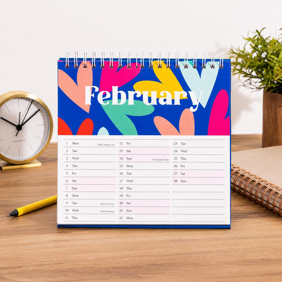 2027 Month to View Desk Calendar Home Office Table Work Top Planner Swirls Etsy