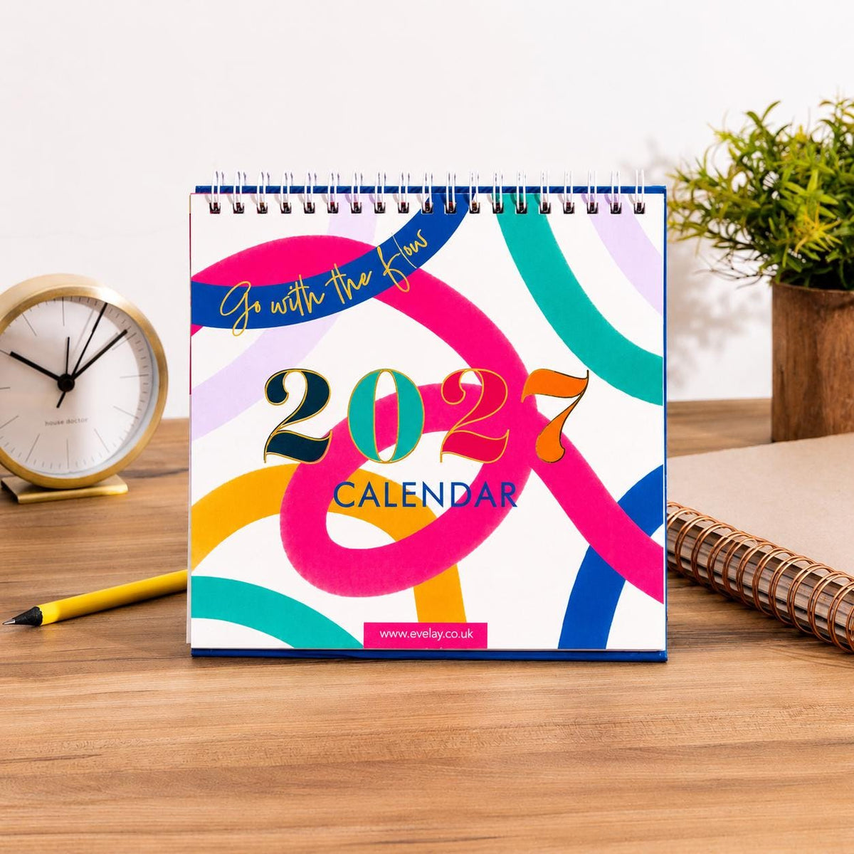 2027 Month to View Desk Calendar Home Office Table Work Top Planner Swirls Etsy