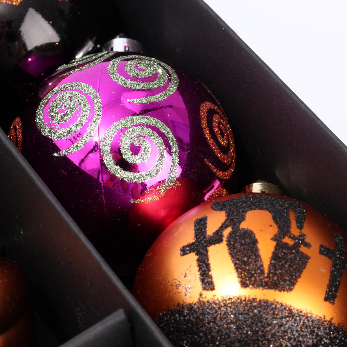 48 Halloween Tree Baubles Mixed Size Shape Hanging Ornaments Black Purple Green Etsy