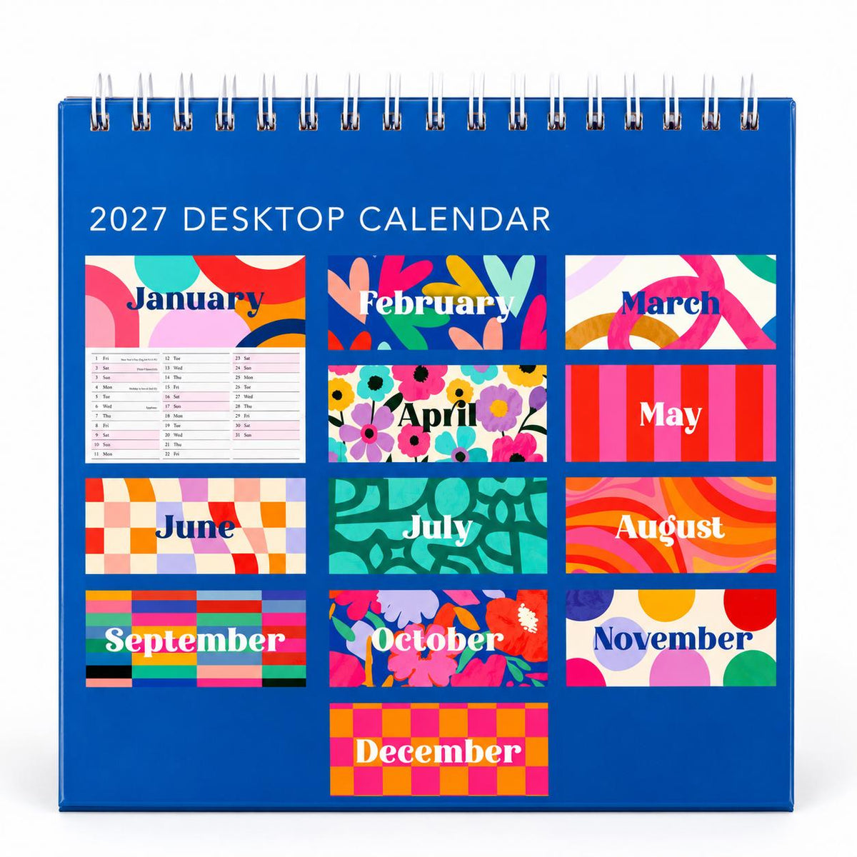2027 Month to View Desk Calendar Home Office Table Work Top Planner Swirls Etsy