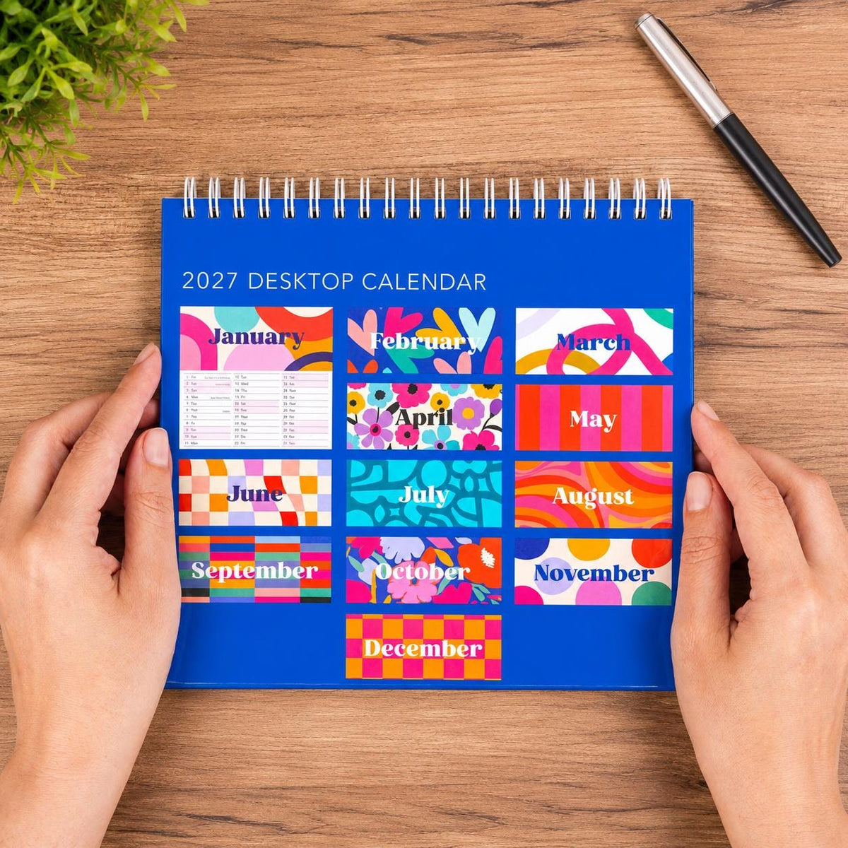 2027 Month to View Desk Calendar Home Office Table Work Top Planner Swirls Etsy