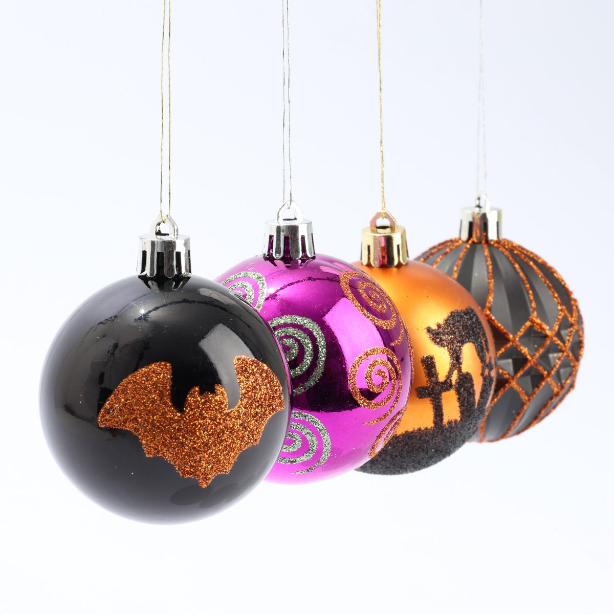 48 Halloween Tree Baubles Mixed Size Shape Hanging Ornaments Black Purple Green Etsy