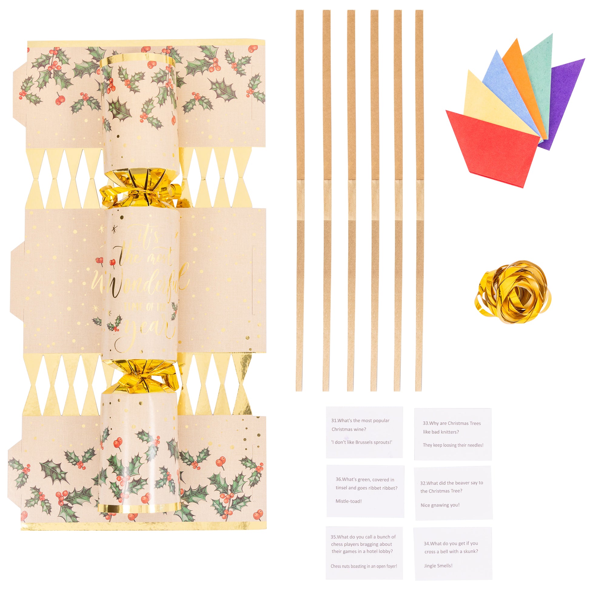 Make Your Own Christmas Cracker kit Crackers Hats Snaps Gold Holly Etsy
