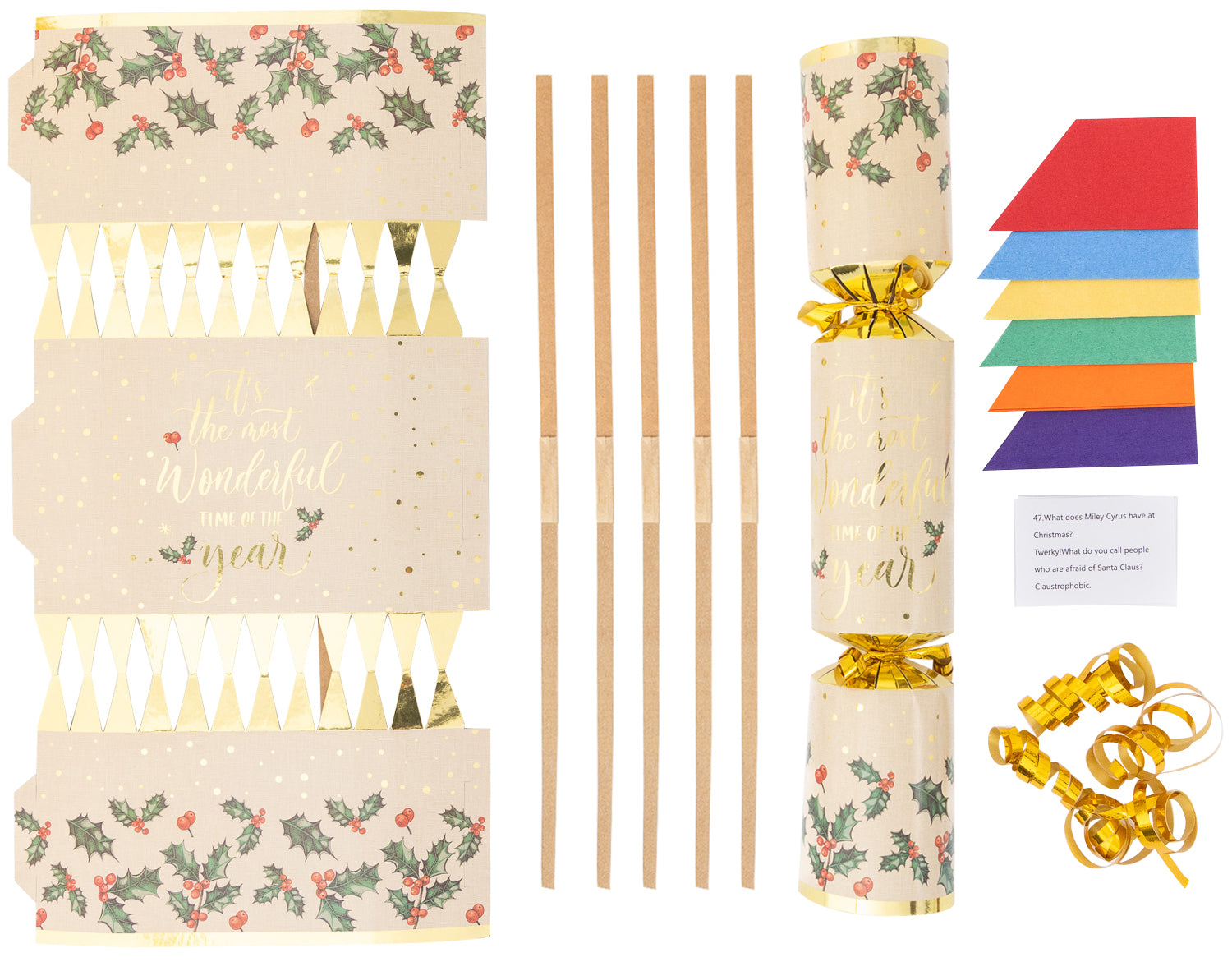 Make Your Own Christmas Cracker kit Crackers Hats Snaps Gold Holly Etsy