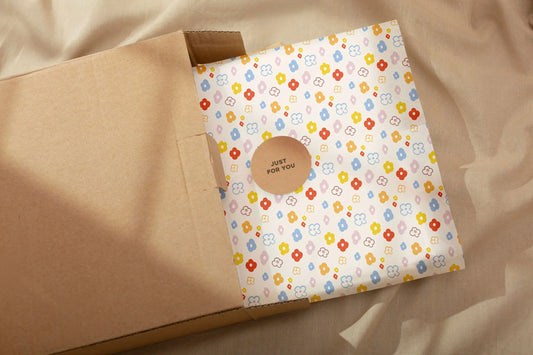 3 x flower power gift wrapping paper luxury sheets  50x 70 cm made in uk Fully recyclable Evelay